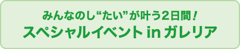 みんなのし“たい”が叶う2日間！スペシャルイベント in ガレリア